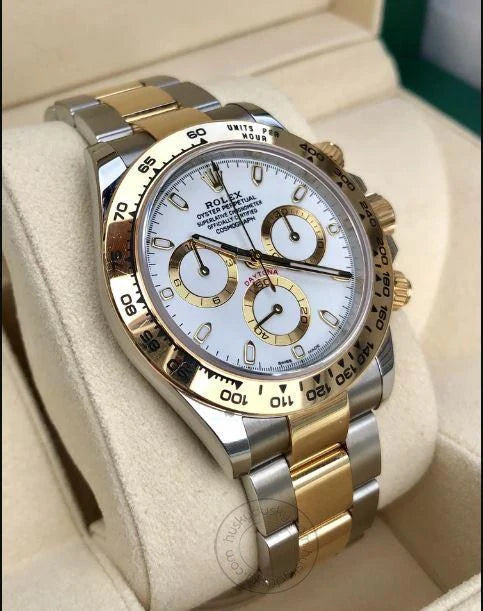 Stainless Steel Dual Color Strap With White Dial Chronograph Watch SG-QTZ
