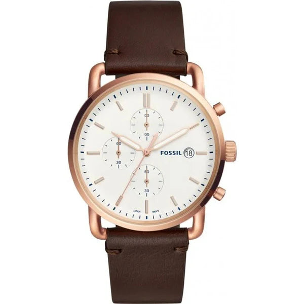 Fossil Chronograph White Dial with Leather Strap Watch for Men FS-5402