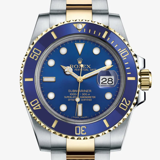 Submariner Quartz Blue Color Dial Metal Men's Watch Dual Tone BLUE-SG-QTZ