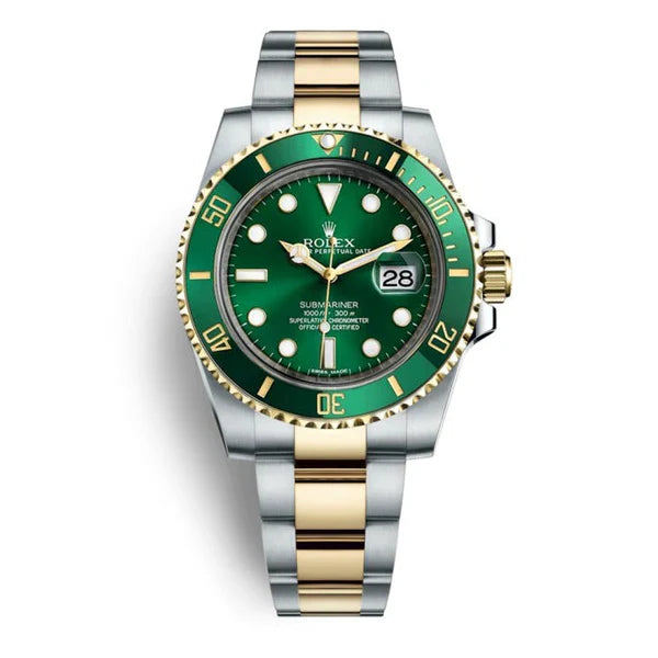 Submariner Quartz Green Color Dial Metal Men's Watch Dual Tone RLX-116613LV