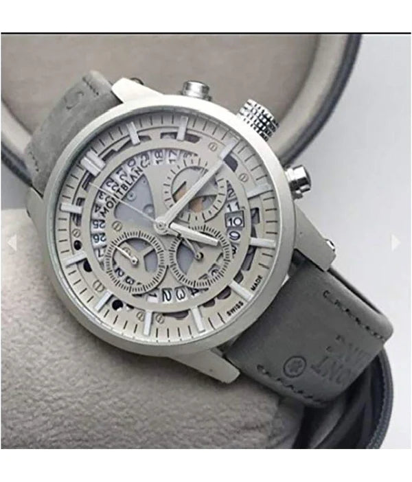 MB Grey Chronograph Leather Men's M1122 For Formal & Casual Use