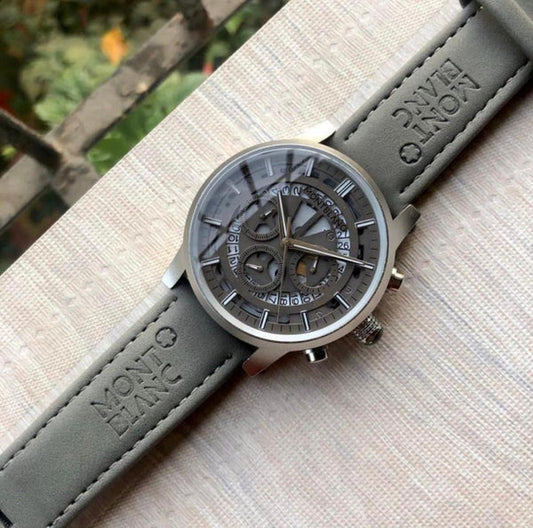 MB Grey Chronograph Leather Men's M1122 For Formal & Casual Use