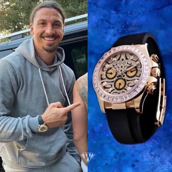 Cosmograph Daytona Chronograph Quartz Chronometer Diamond Men's Watch In Rose Gold Color Case And Designer Dial - EYE OF THE TIGER TIGER-R-1166