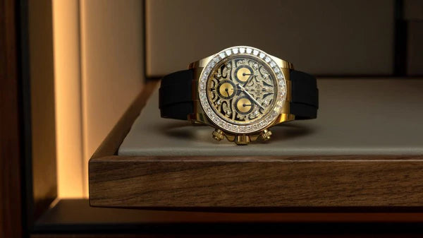 Golden Case Chronograph Men's Watch Daytona Eye Of The Tiger, Quartz Watch With Diamond TIGER-1165