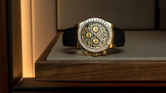 Golden Case Chronograph Men's Watch Daytona Eye Of The Tiger, Quartz Watch With Diamond TIGER-1165